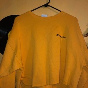 Mustard Yellow Champion Cropped Crewneck